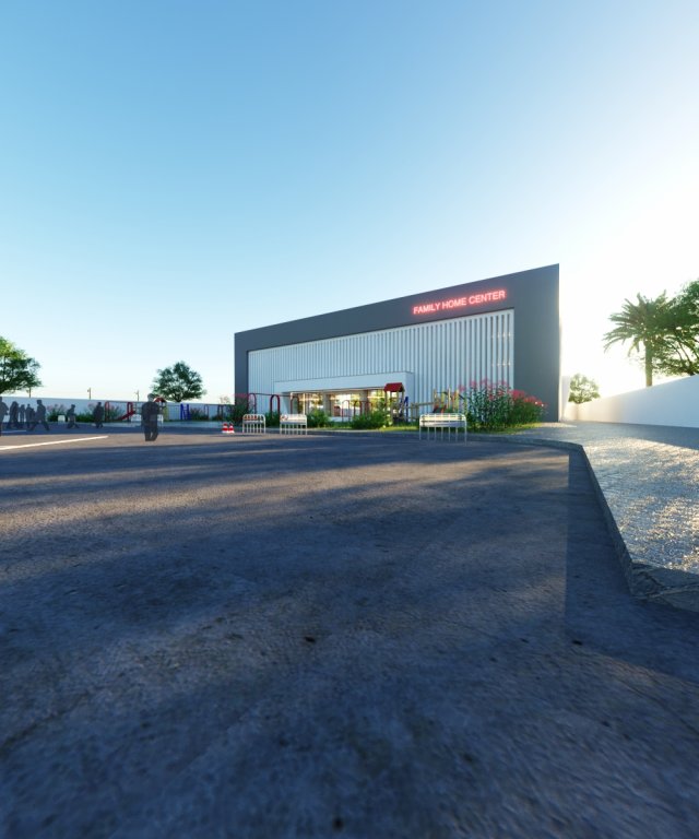 Of a Modern Mall Low-poly 3D Model .c4d .max .obj .3ds .fbx .stl .blend 