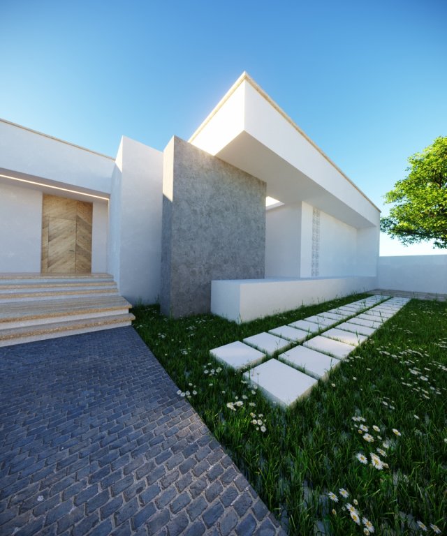 Modern Small Home Low-poly 3D-Modell .c4d .max .obj .3ds .fbx .stl .blend 