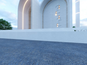 Modern mosque Low-poly 3D Model