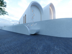 Modern mosque Low-poly 3D Model