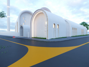 Modern mosque Low-poly 3D Model