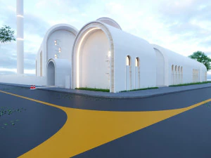 Modern mosque Low-poly 3D Model