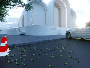 Modern mosque Low-poly 3D Model