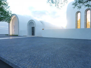 Modern mosque Low-poly 3D Model
