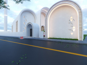 Modern mosque Low-poly 3D Model