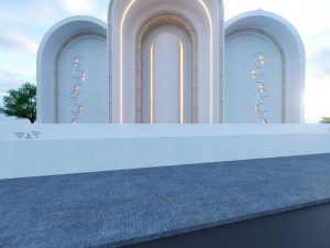 Modern mosque Low-poly 3D Model