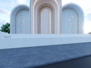 Modern mosque Low-poly 3D Model
