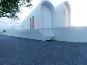 Modern mosque Low-poly 3D Model