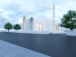 Modern mosque Low-poly 3D Model