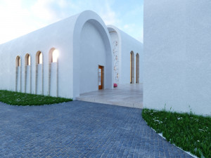 Modern mosque Low-poly 3D Model