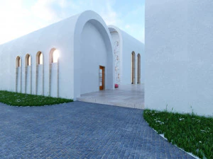 Modern mosque Low-poly 3D Model