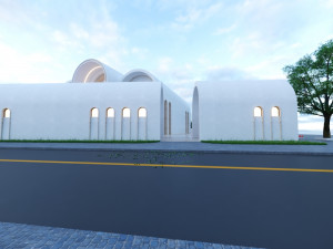 Modern mosque Low-poly 3D Model