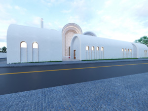 Modern mosque Low-poly 3D Model
