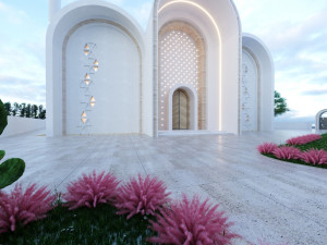 Modern mosque Low-poly 3D Model
