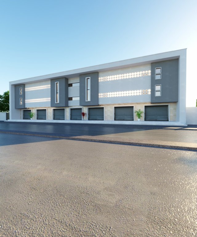 Residential commercial building Low-poly Modelo 3D .c4d .max .obj .3ds .fbx .stl .blend 