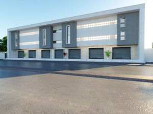 Residential commercial building Low-poly Model 3D