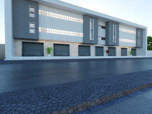 Residential commercial building Low-poly 3D Model