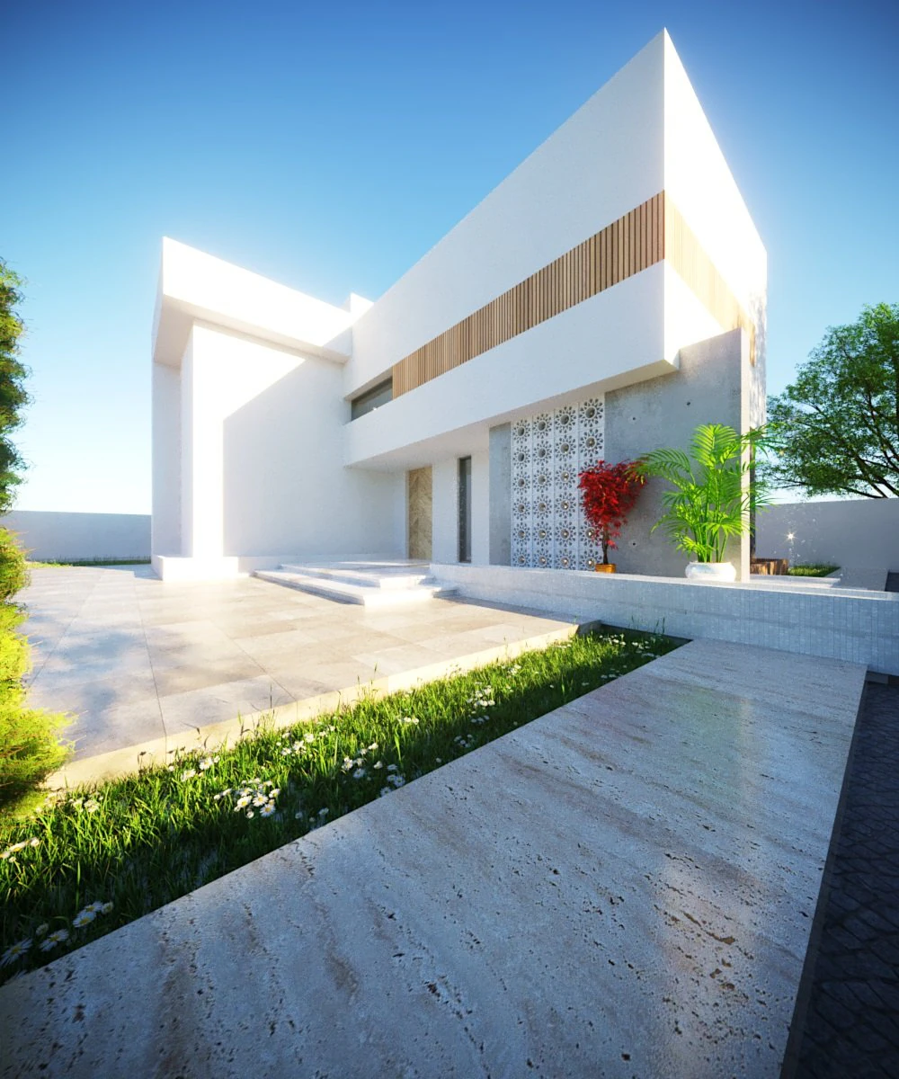 Modern villa Low-poly 3D Model .c4d .max .obj .3ds .fbx .stl .blend