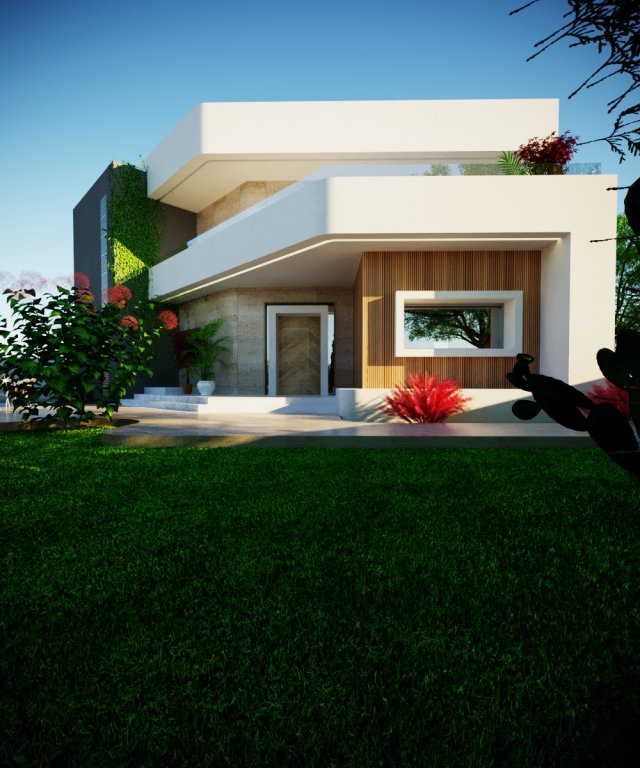 Modern villa 3D Model .c4d .max .obj .3ds .fbx .stl .blend 