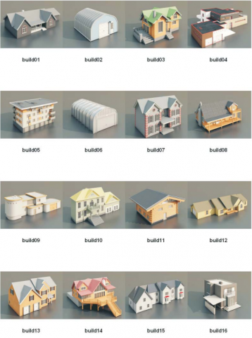 Overview-D3D BuildingsV2 Low-poly 3D 模型 .c4d .max .obj .3ds .fbx .stl .blend 