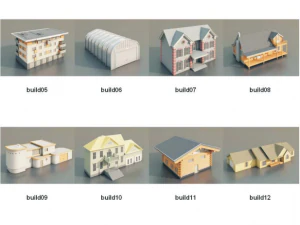 Overview-D3D BuildingsV2 Low-poly 3D Model