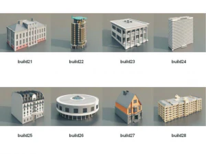 Overview-D3D BuildingsV2 Low-poly 3D Model