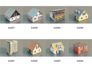 Overview-D3D BuildingsV2 Low-poly 3D Model
