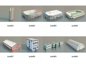 Overview-D3D BuildingsV2 Low-poly 3D Model
