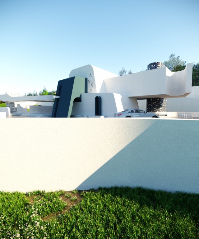 of a topographic villa low poly Low-poly 3D-Modell .c4d .max .obj .3ds .fbx .stl .blend 