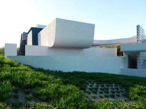 topograficznej willi low poli Low-poly Model 3D