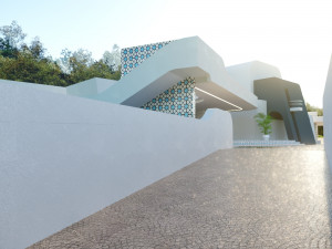 of a topographic villa low poly Low-poly 3D-Modell