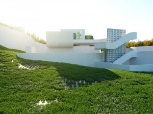 topograficznej willi low poli Low-poly Model 3D