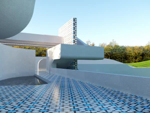 topograficznej willi low poli Low-poly Model 3D