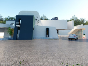 of a topographic villa low poly Low-poly 3D-Modell