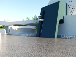 topograficznej willi low poli Low-poly Model 3D