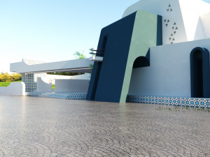 of a topographic villa low poly Low-poly 3D-Modell