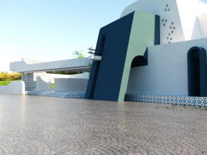 topograficznej willi low poli Low-poly Model 3D