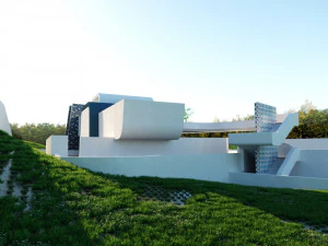 topograficznej willi low poli Low-poly Model 3D