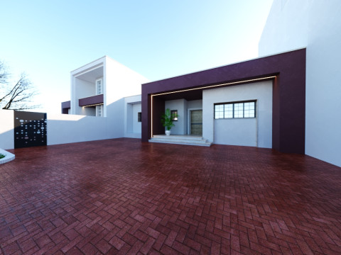 Modern single- tow story house with a focus on outdoor living and a vibrant landscape design 3D Модель