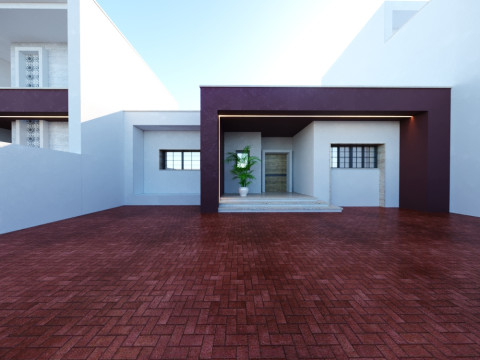 Modern single- tow story house with a focus on outdoor living and a vibrant landscape design 3D Модель