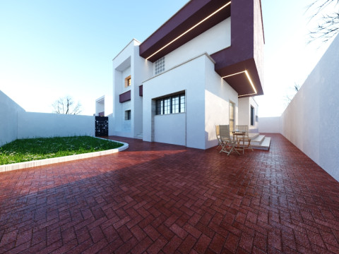 Modern single- tow story house with a focus on outdoor living and a vibrant landscape design 3D Модель