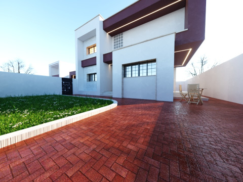Modern single- tow story house with a focus on outdoor living and a vibrant landscape design 3D Модель