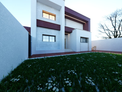 Modern single- tow story house with a focus on outdoor living and a vibrant landscape design 3D Модель