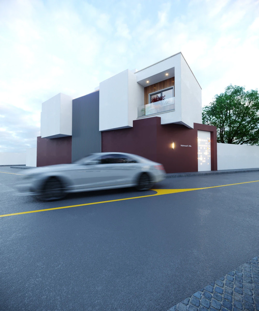 Modern two-story house located on a street corner 3D Model .c4d .max .obj .3ds .fbx .stl .blend 