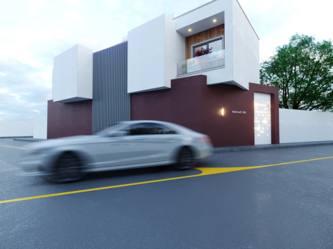Modern two-story house located on a street corner 3D Model
