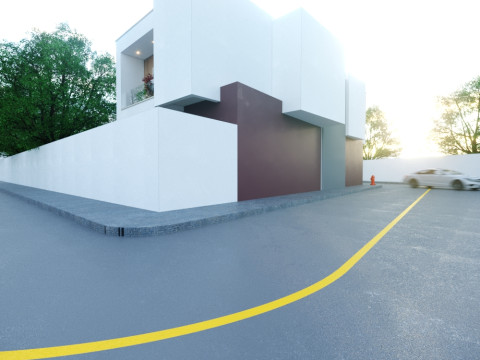 Modern two-story house located on a street corner 3D Model