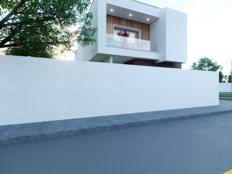 Modern two-story house located on a street corner 3D Model