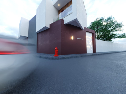 Modern two-story house located on a street corner 3D Model