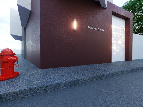 Modern two-story house located on a street corner 3D Model