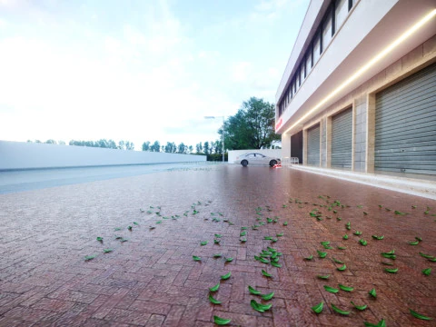 Model of a modern two-story mixed-use building designed to serve both commercial and residential 3D Model